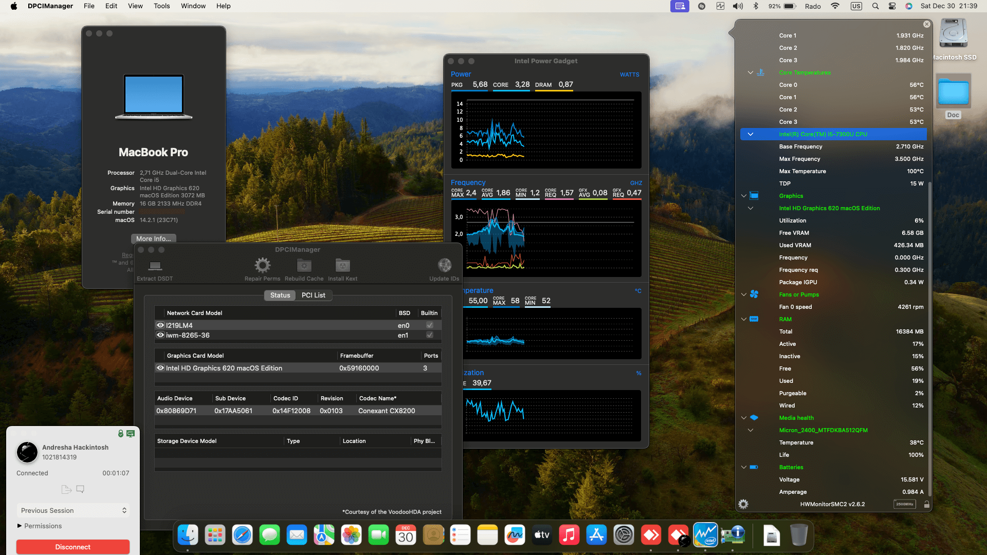 Success Hackintosh macOS Sonoma 14.2.1 Build 23C71 in Lenovo Thinkpad Yoga 370 20JJ-S16H0Z
